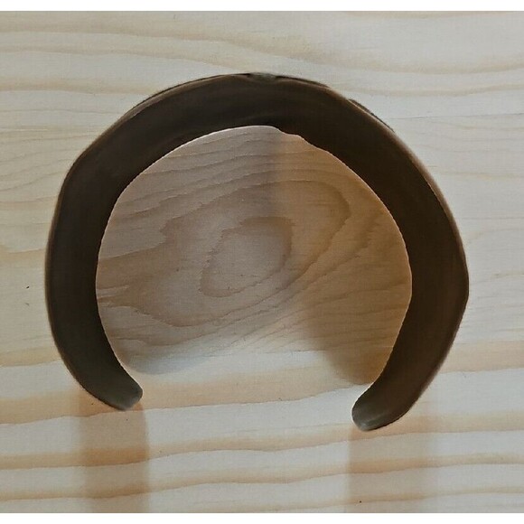 Vintage Handmade Seahorse Cuff Bracelet Copper Brass Abalone Shell Inlay Aztec - Picture 5 of 9